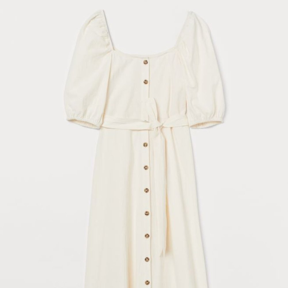 H&M White Creped Dress